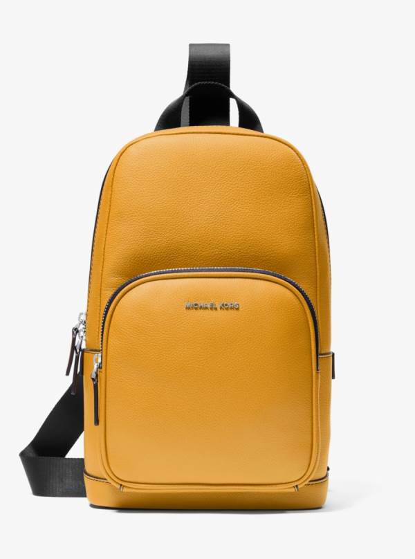 Panske Crossbody Kabelka Michael Kors Cooper Pebbled Leather Sling Pack Zlate - Tasky Michael Kors Obchod | VRTID-6215